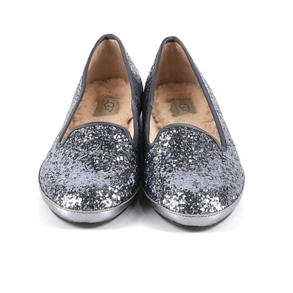 UGG charcoal sparkle flats with warm lining!